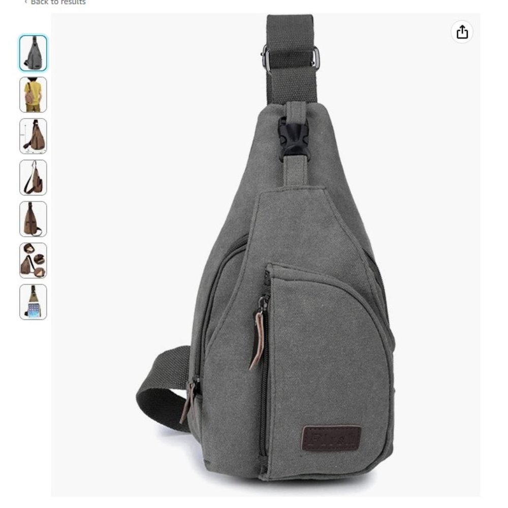 Flish Unisex Canvas Crossbody Sling Festival Bag EUC